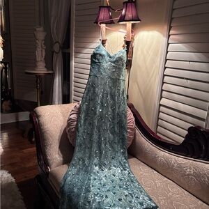 Elegant Blue Gown with Sequin Details